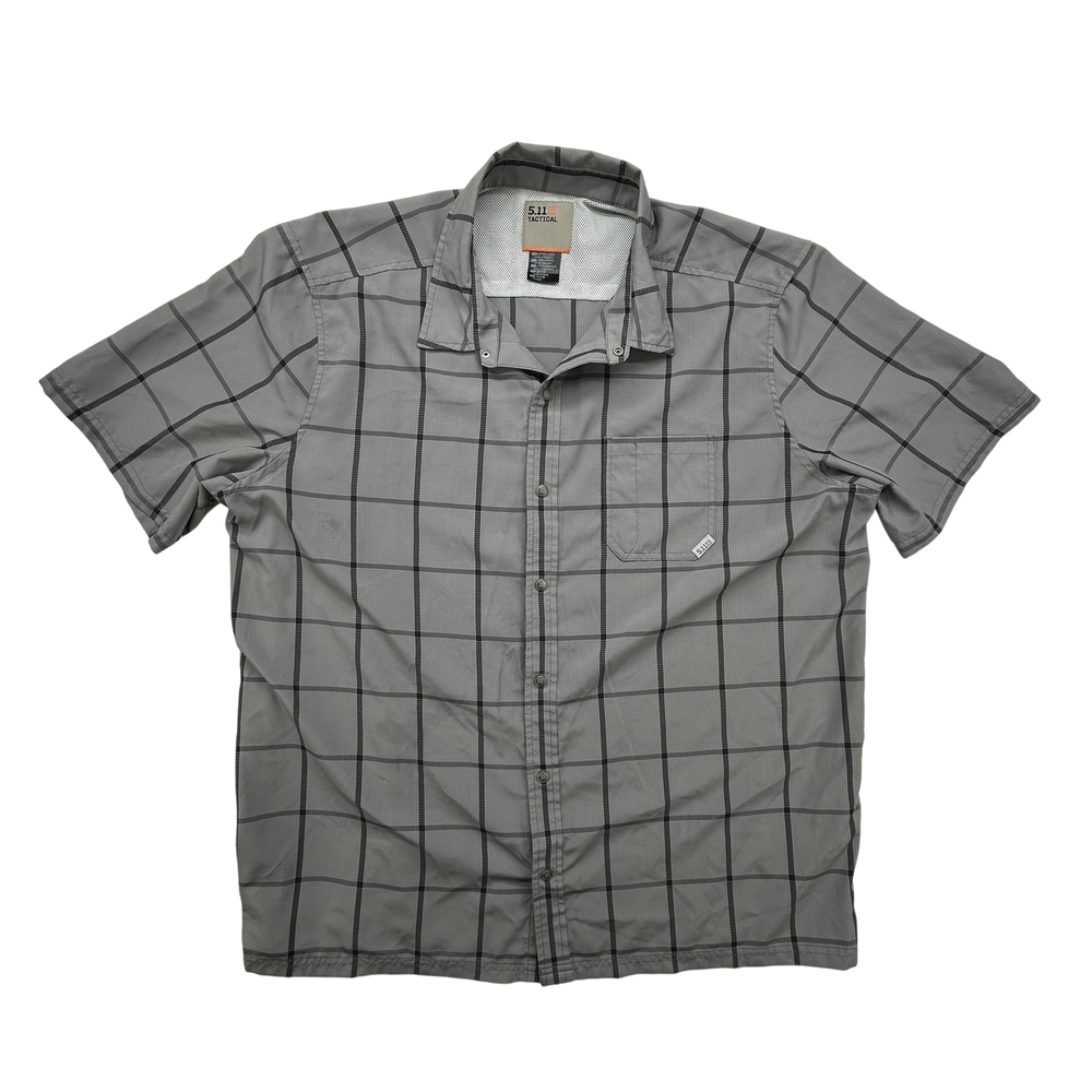 5.11 Tactical Shirt Mens XL Gray Plaid Short Sleeve Button Up Outdoor Work